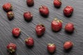 Spoiled strawberry flat lay. Ironic market food photos. stale foods can be beautiful.