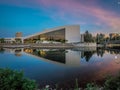 Spokane city in washington at riverfront park at sunset Royalty Free Stock Photo