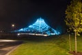 The Spokane Expo Pavilion is illuminated during the evening in Riverfront Park, Spokane Washington. Royalty Free Stock Photo