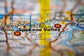 Spokane Valley, Washington in the United States, highlighted on a world map Royalty Free Stock Photo