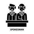 spokesman icon, black vector sign with editable strokes, concept illustration