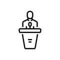 Black line icon for Spokesman, lecturer and interpreter