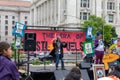 Spokesperson Basav Sen speaking at the Earth Day March in Washington DC.