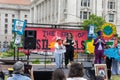 Spokesperson Betarnia Coronel and Gabina Santaman at the Earth Day March in Washington DC.