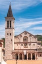 Spoleto cathedral and bell tower, Italy, against blue sky Royalty Free Stock Photo
