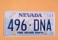 Spoltore 12 september 2019 vintage american automobile license plate hanging on a wall