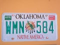 Spoltore 12 september 2019 vintage american automobile license plate hanging on a wall