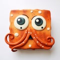 Octopus Face Sponge Cake: Detailed Character Design In Comic Cartoon Style