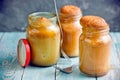 Sponge cake baked in glass jar