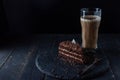 Sponge cake and drink. Coffee drink and cake. Royalty Free Stock Photo