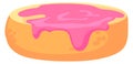 Sponge cake layer with pink icing. Bakery process icon