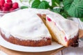 Sponge cake with raspberry