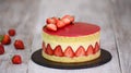 Sponge cake with strawberries and vanilla cream. Strawberry Fraisier cake