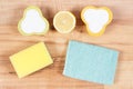 Sponge, cloth and natural, nontoxic detergents for cleaning different surfaces