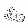 Sponge foaming Icon in doodle style. Cleaning concept vector sketch