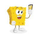 Sponge mascot and background with selfie pose