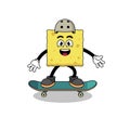 sponge mascot playing a skateboard