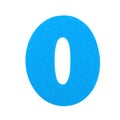 Sponge number zero of blue sponge font isolated on white background