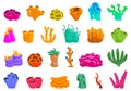 Sponge seaweed plant icons set cartoon vector. Ocean deep flora