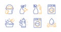 Sponge, Washing cleanser and Washing machine icons set. Vector