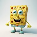 3d Spongebob Squarepants Model On White Isolated Background