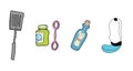 Spongebob set of icons animates illustrated childish theme bubble bottle, secret formula, hat