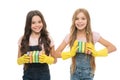 Sponges that rinsing fully clean. Little girls enjoy washing dishes with kitchen cleaning sponges. Small children