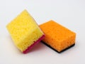 Sponges for washing dishes on a white background Royalty Free Stock Photo