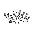 Spongilla icon. Linear logo of seaweed. Black simple illustration of coral, water plant or wooden driftwood. Contour isolated