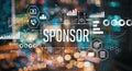 Sponsor with blurred city lights Royalty Free Stock Photo