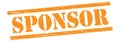 SPONSOR text on orange grungy lines stamp