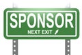 Sponsor word with green sign board isolated