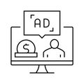 sponsored content line icon vector illustration