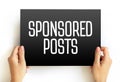 Sponsored Posts - post to any community-driven notification-oriented website, text concept on card