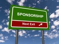 sponsorship next exit traffic sign on blue sky Royalty Free Stock Photo