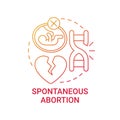 Spontaneous abortion red gradient concept icon