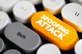 Spoofing Attack - situation in which a person or program successfully identifies as another by falsifying data, text button on