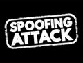 Spoofing Attack - situation in which a person or program successfully identifies as another by falsifying data, text stamp concept