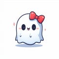 Cute Ghost Halloween isolated on white background, Clipart Sticker illustration Design 9