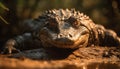 Spooky alligator crawls through wet tropical swamp generated by AI Royalty Free Stock Photo