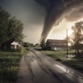 aproaching tornado. AI generated illustration