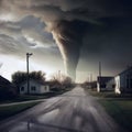 aproaching tornado. AI generated illustration