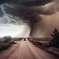 aproaching tornado. AI generated illustration
