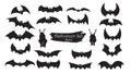 Spooky bats silhouette collection of Halloween vector isolated o