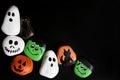 Spooky Cartoon Halloween Painted Rocks Bordering Black Background