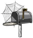 Spooky Cartoon Mailbox With Spiderweb And Wooden Post Illustration Royalty Free Stock Photo