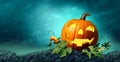 Spooky Cemetery Pumpkin Royalty Free Stock Photo