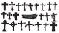 Spooky cross cemetery silhouette collection of Halloween vector