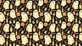 Spooky cute Halloween pattern with candy corn, lollipop ghosts, and glowing candles for a festive autumn celebration Royalty Free Stock Photo
