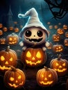 Spooky Cute Halloween Pumpkin Patch Royalty Free Stock Photo